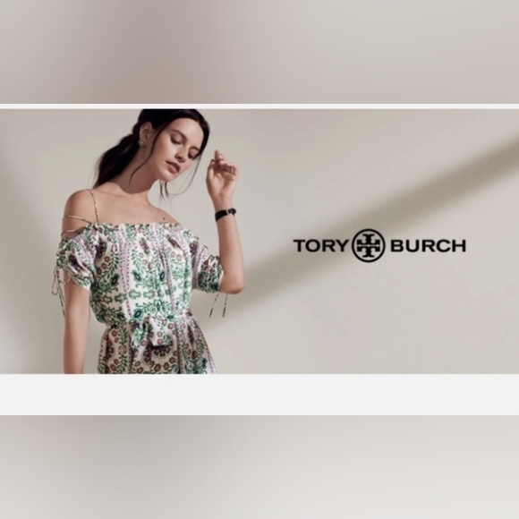 Tory Burch Green and White Patterned Midi Dress - Picture 3 of 8